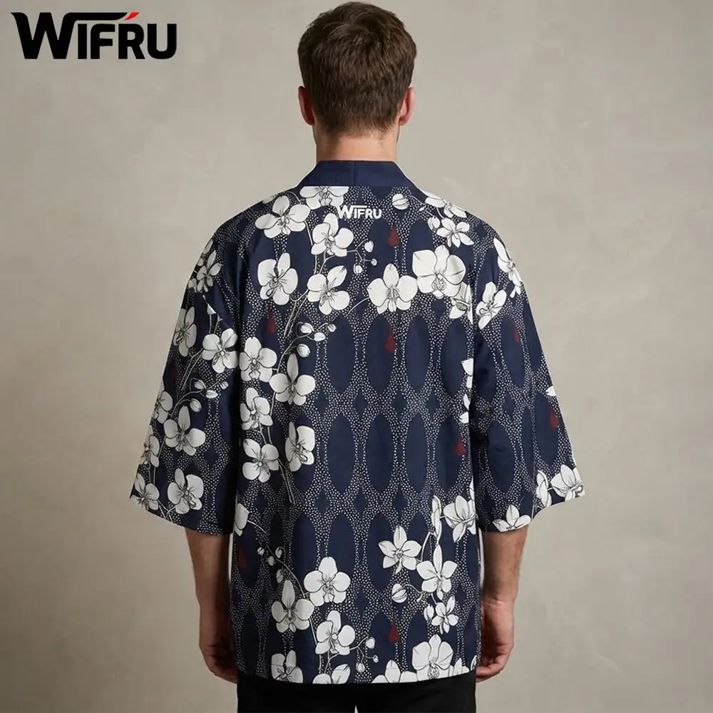 

Butterfly And Floral Japanese Print Kimono Unisex Harajuku WIFRU Vacation Beach Cardigan Yukata Japanese Traditional Clothing