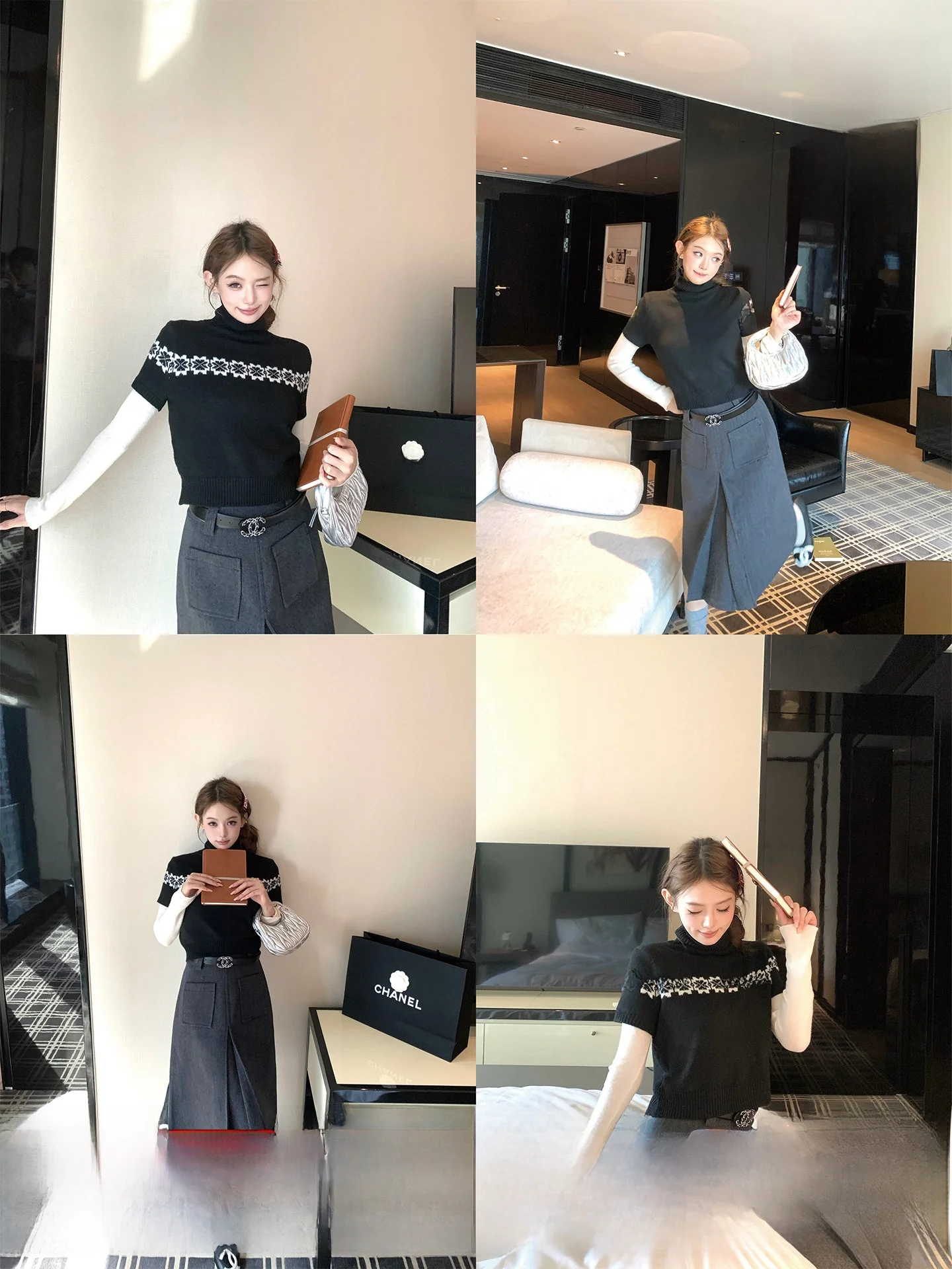 

Okaaay Cisas Overture Осенне-зимний женский винтажный шерстяной свитер с высоким воротом и коротким рукавом, вязаный в стиле Fair Isle, повседневный стиль