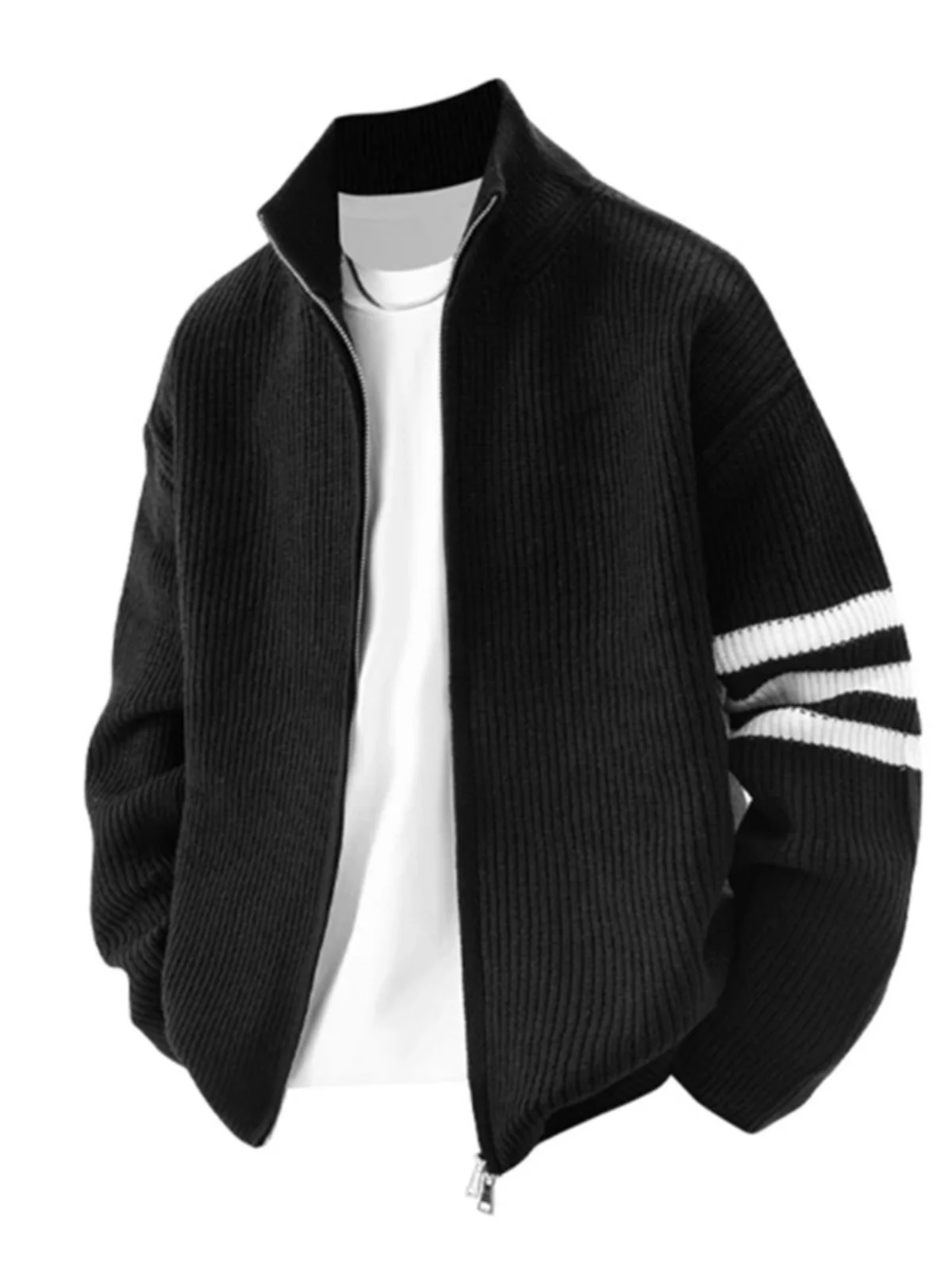 

Мужской высококачественный вязаный кардиган Cleanfit Mat Versatile Knitted Jaet с цветовыми блоками, повседневный, для пар, с воротником-стойкой