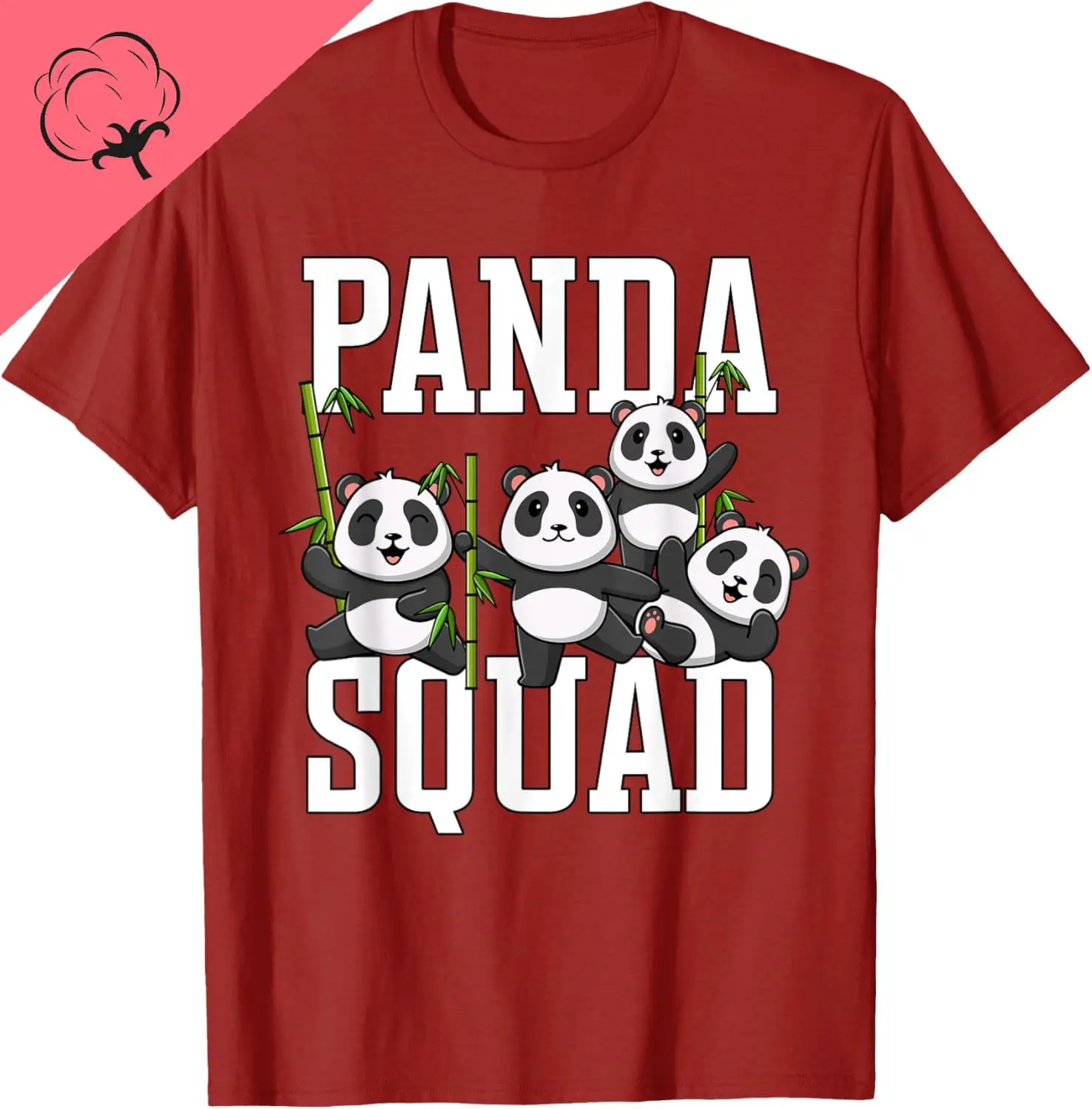 Cute Panda Family Graphic Panda Squad T-Shirt Cotton Kawayi Custom Printed Graphic T Shirts Customizable Camiseta Hombre