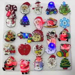 25PCS Flashing Christmas Brooch Pins for Party | Light Up Badge for Kids and Adults Navidad Wedding Festival Decoration