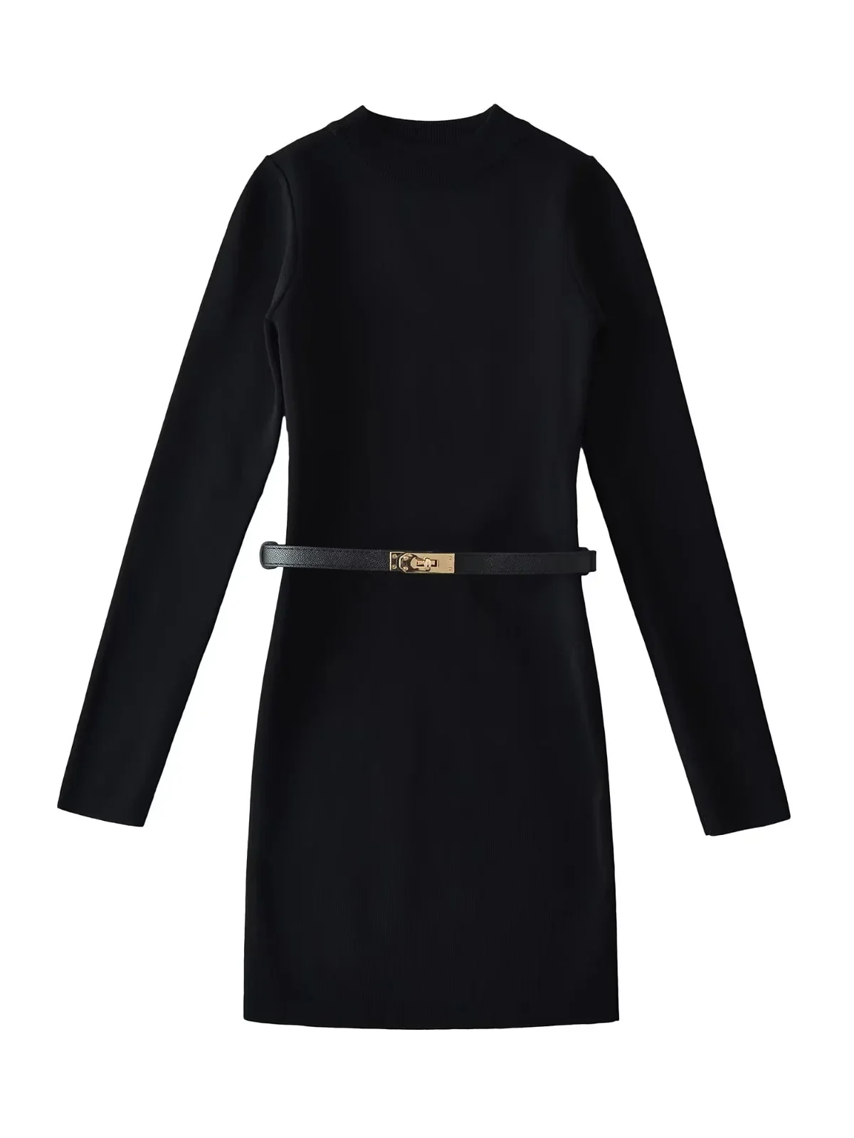 تنورة طويلة محبوكة للتخسيس مع حزام مضاد للكرة للسيدات تنورة Ter Ne Bodycon Bla ذات ياقة عالية كاجوال Sle #1