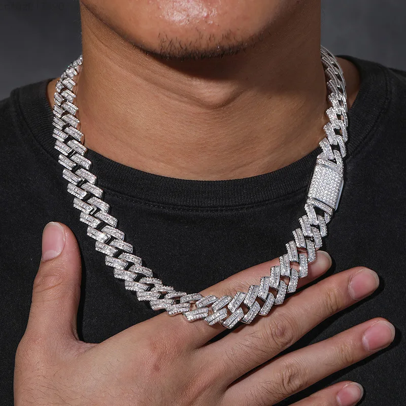 

Best Price 16mm Baguette Chain D-vvs Moissanite Diamond 925 Sterling Silver Hip Hop Cuban Chain for Man