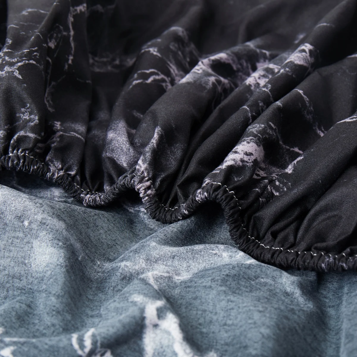 Black Marble, Super Soft Microfiber Bed Sheet 3PC, Marble Bedding Sheet Set Included 1 Fitted Sheet + 2 Pillowcase,13 Inch Deep