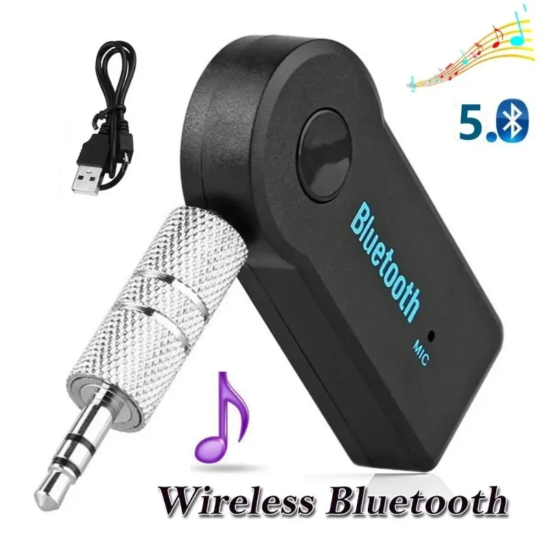 2‑in‑1 Bluetooth 5.0 Wireless Receiver Transmitter Adapter 3.5mm AUX Jack Car Audio A2DP Headphone Handsfree Call