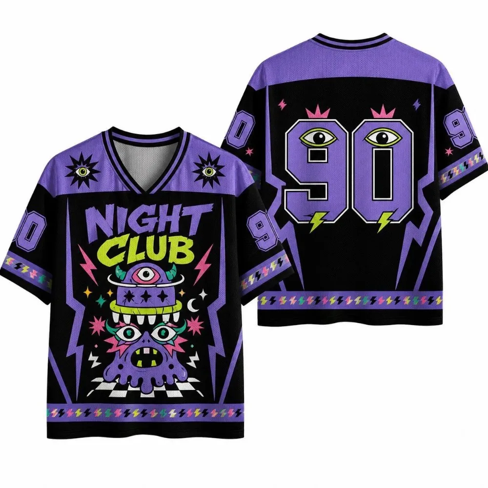 Black and Purple Neon Light Sport Quick-dry Breatha 3D Print Men V-Neck T-Shirt Street Fashion Hip-Hop Y2K Parent-child Clothing