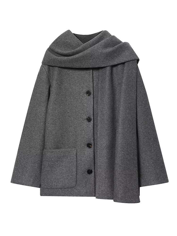 HH النساء الشتاء موضة تنوعا وشاح طوق معطف النمط البريطاني معطف البحرية الإناث شارع العليا مزاجه عادية 2-لون سترة