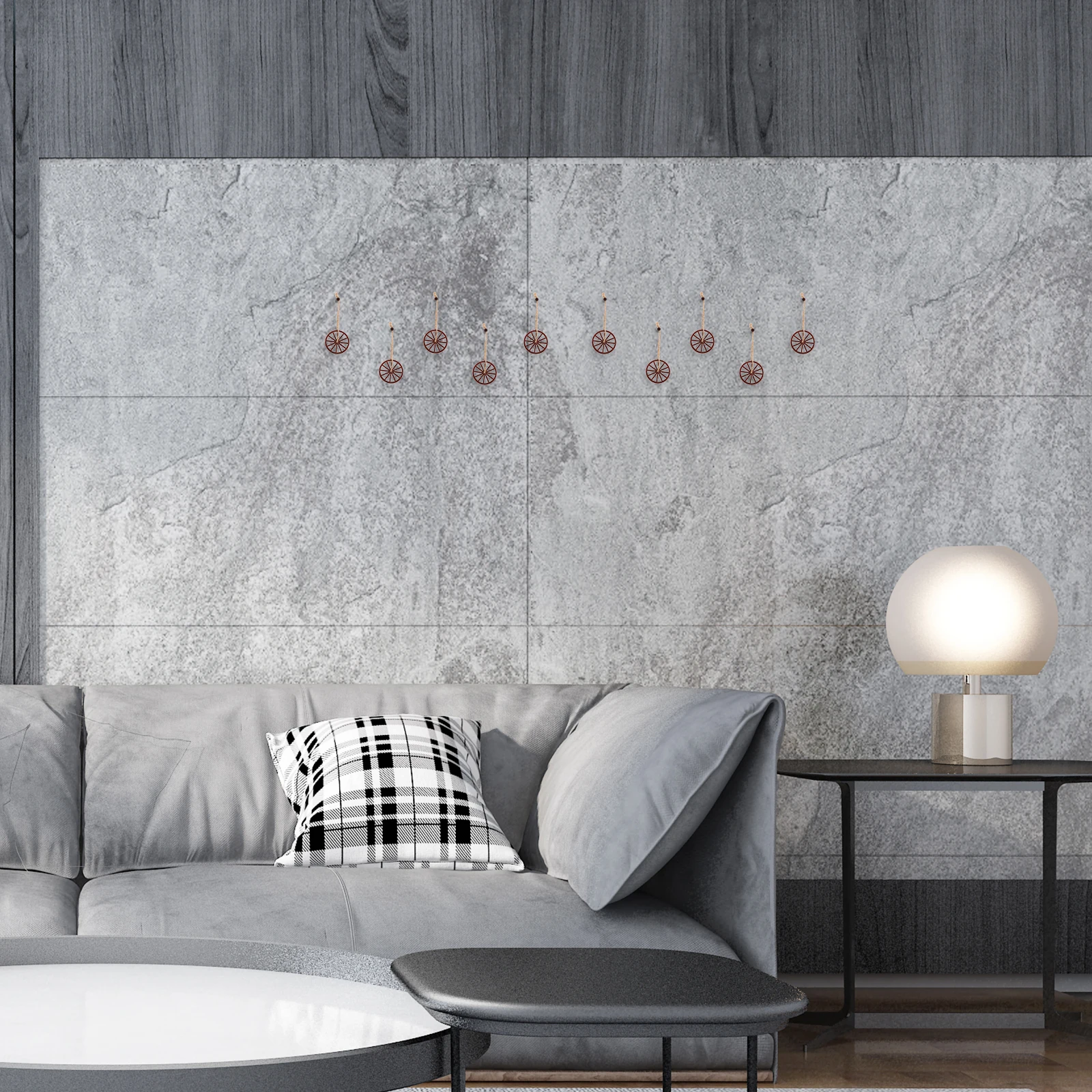 

12Pcs Vintage Wooden Wagon Wheel Wall Hanging Decor Rustic Western Style for Bedroom Living Room Bar Farmhouse