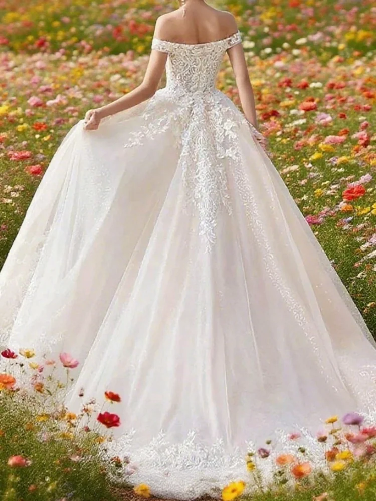 

Lace Appliques Mermaid Detachable Train Pleated Bride Prom Gown Luxury Bridal Gowns Off Shoulder Wedding Dress Customized