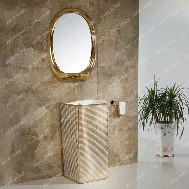 

JJLuxury Высококачественная золотая интегрированная раковина-колонна, умывальник в европейском стиле, умывальник от пола до потолка, ванная комната для лица