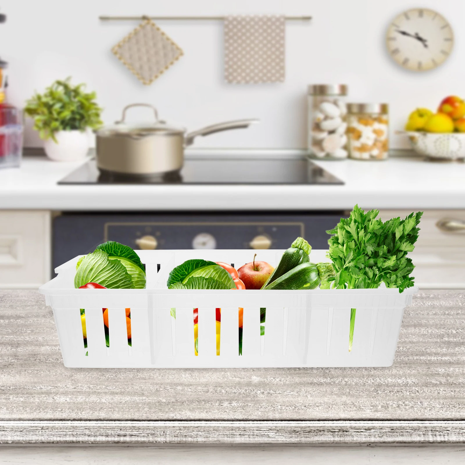 

1 set Food Container Lid Storage Box Transparent Multi-Grid Kitchen Organizer Detachable Plastic Box For Refrigerator Household