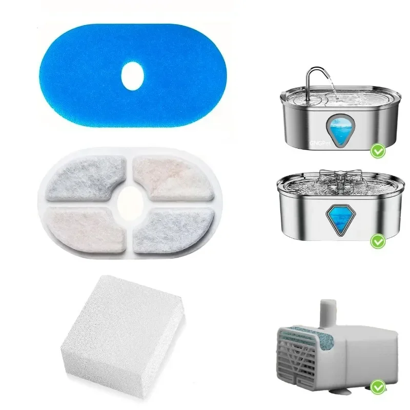 

4 Pack Replacement Filters Compatible with Stainless Steel Pet Water Dispensers WF170, WF280, 118oz/3.5L Cat Fountain