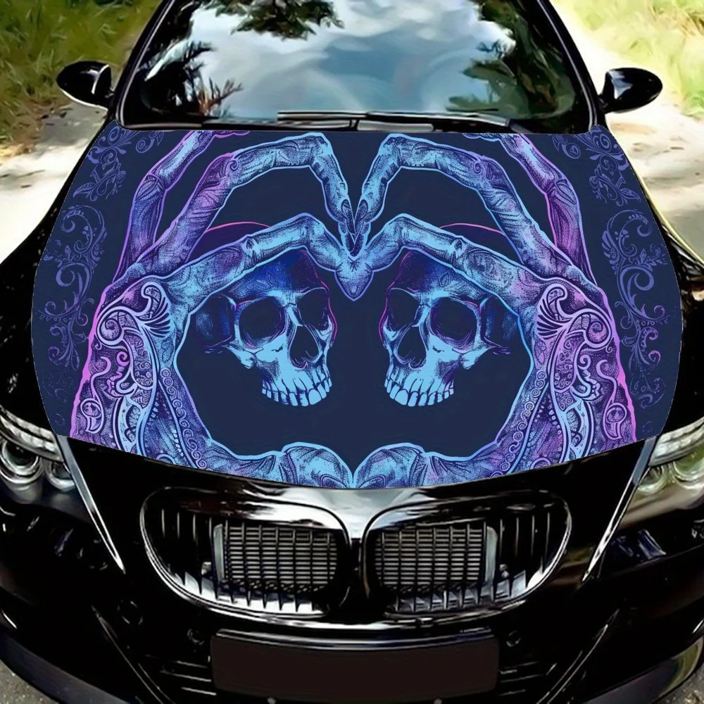 

Mysterious Skeleton Heart Car Hood Vinyl Wraps Sticker, Car Engine Decal, Waterproof Self-adhesive Car Packaging Cover, Universa