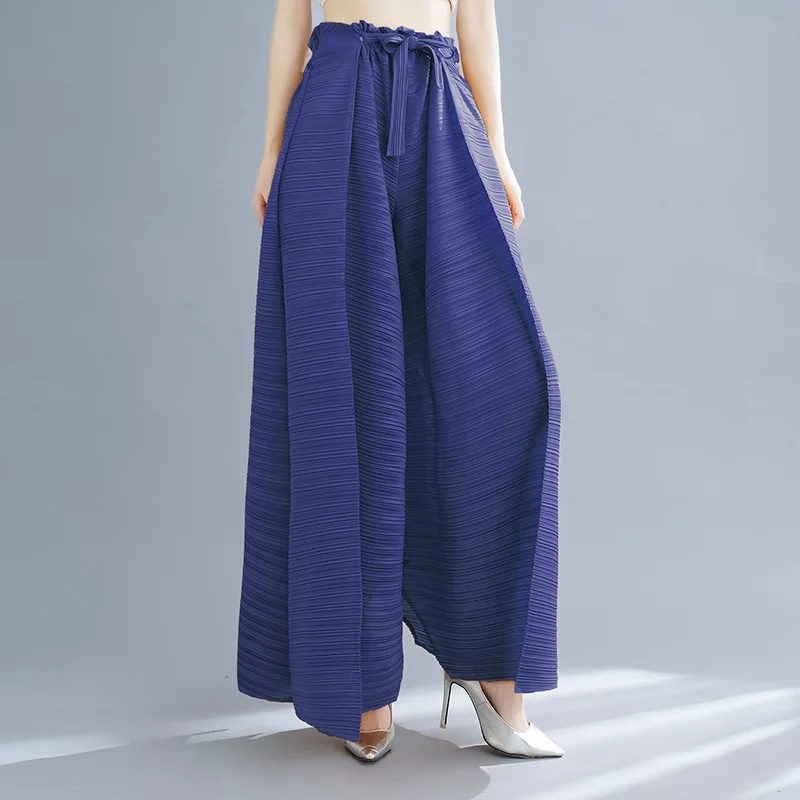 

Miyake Pleated Heavy Industry Pressed Pleated Wide Leg Pants High Waist Large Size Straight Pants Loose Casual Pants for Women