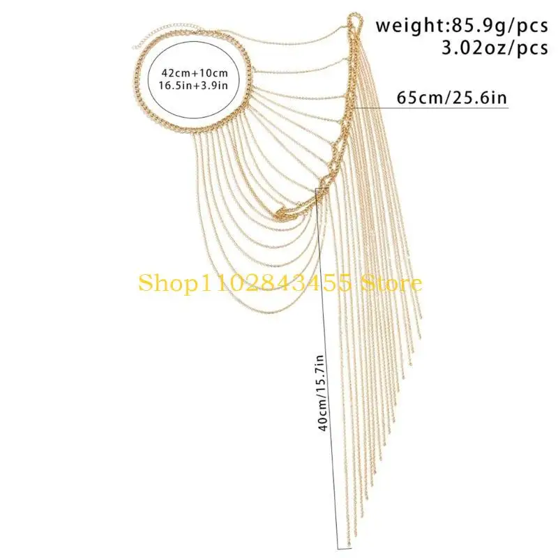 49MC Adjustable Length Shoulder Chain Metal Long Fringes Shoulder Jewelry for Girl