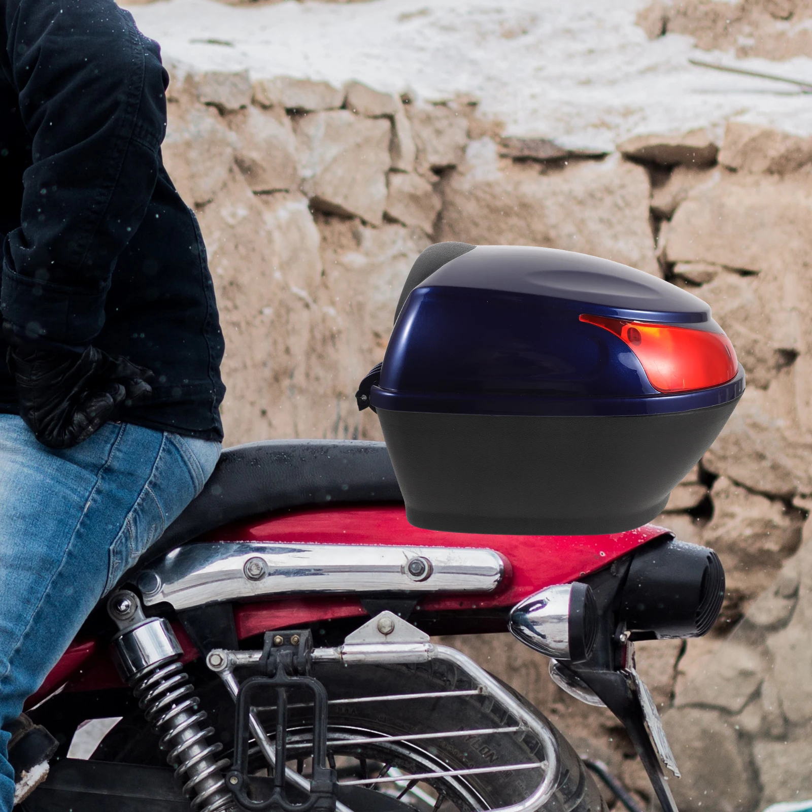 

Electric Car Trunk Motorcycle Backrest Storage Large Capacity Blue Waterproof Safety Lock Easy Installation Scooter Trunk Tail