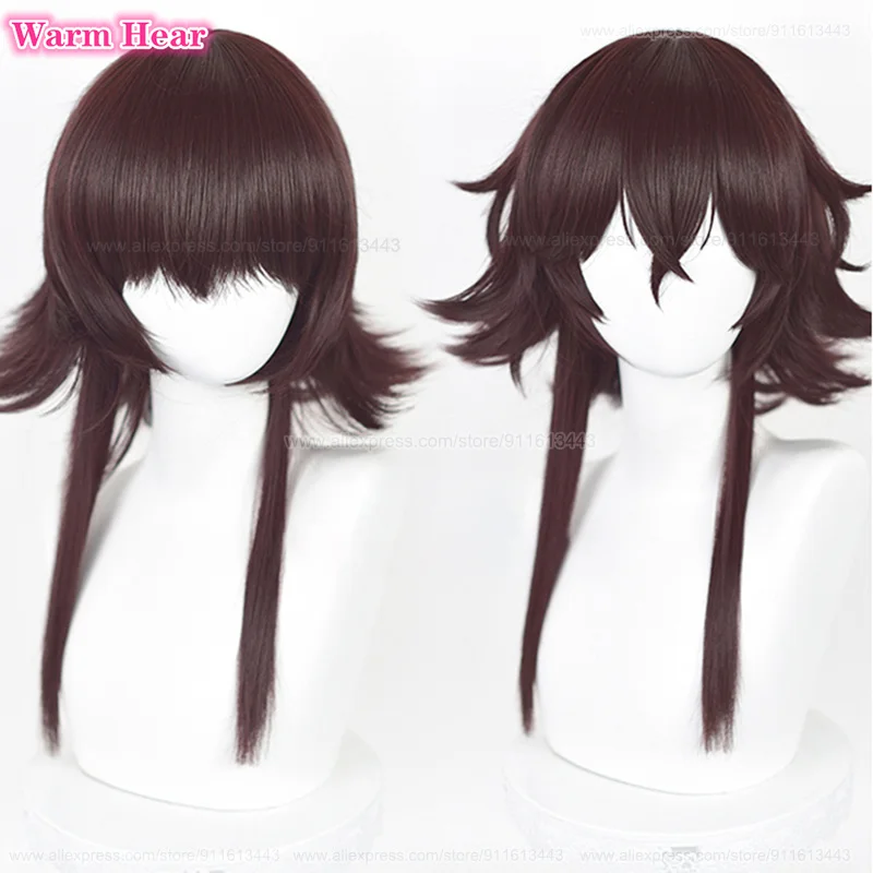 Tetchou Suehir Cosplay Synthetic Wig Anime Cos New Long 50cm Dark Reddish Brown Wig Heat Resistant Halloween 2024 Wigs + Wig Cap