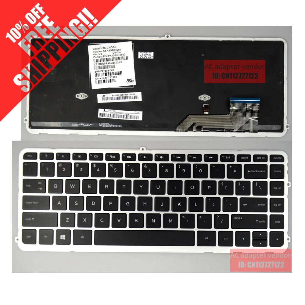 New Replacement FOR HP ENVY 14-k010us Sleekbook English keyboard backlight US