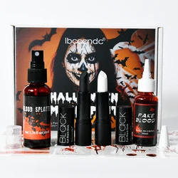 Halloween Fake Blood Makeup Kit Halloween Tattoo Stickers Wound Tattoo Stickers black lipstick white lipstick Halloween Makeup