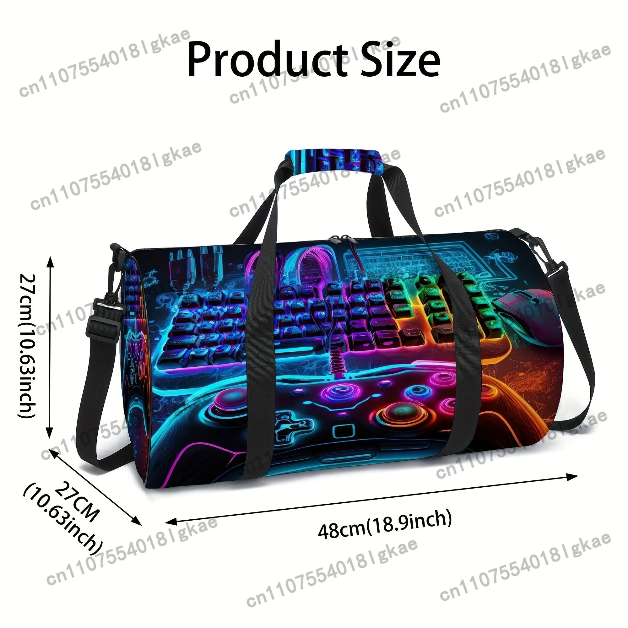 1pc Gaming Console-Themed Travel Bag with //PC/ Switch Logo Design - Lightweight Foldable Computer Case, Adjustable Strap & Neon