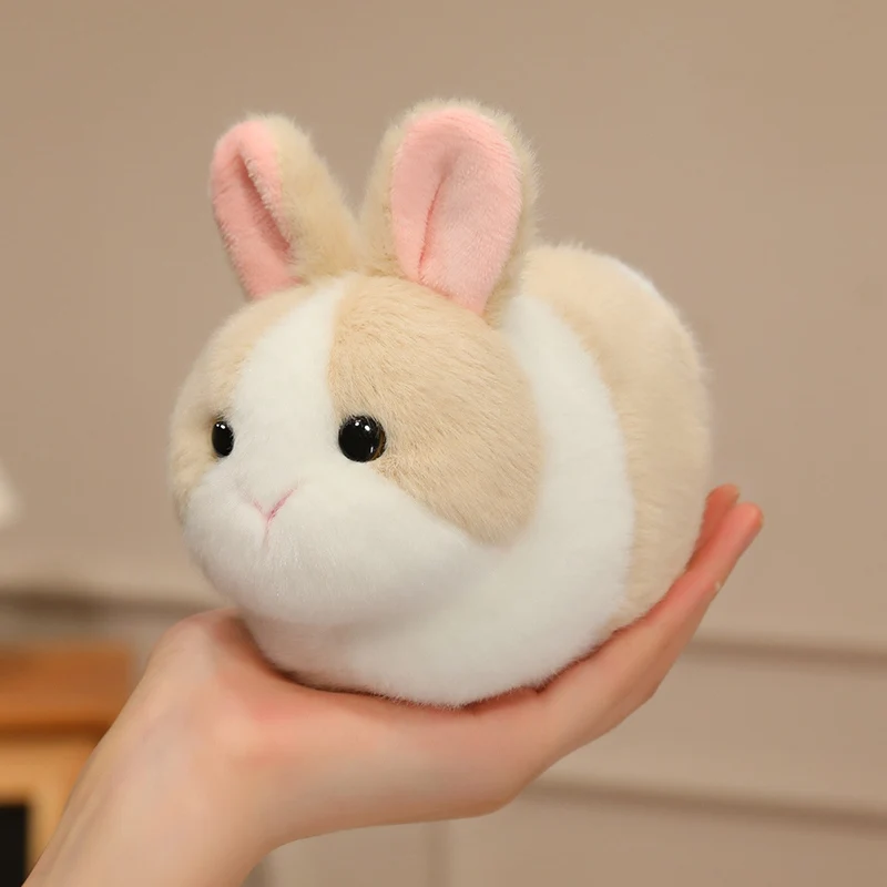 16cm Fluffy Plump Cute Rabbit Plush Toy Soft Stuffed Fat Bunny Calico Cat Doll for Xmas Birthday Gifts Room Decor