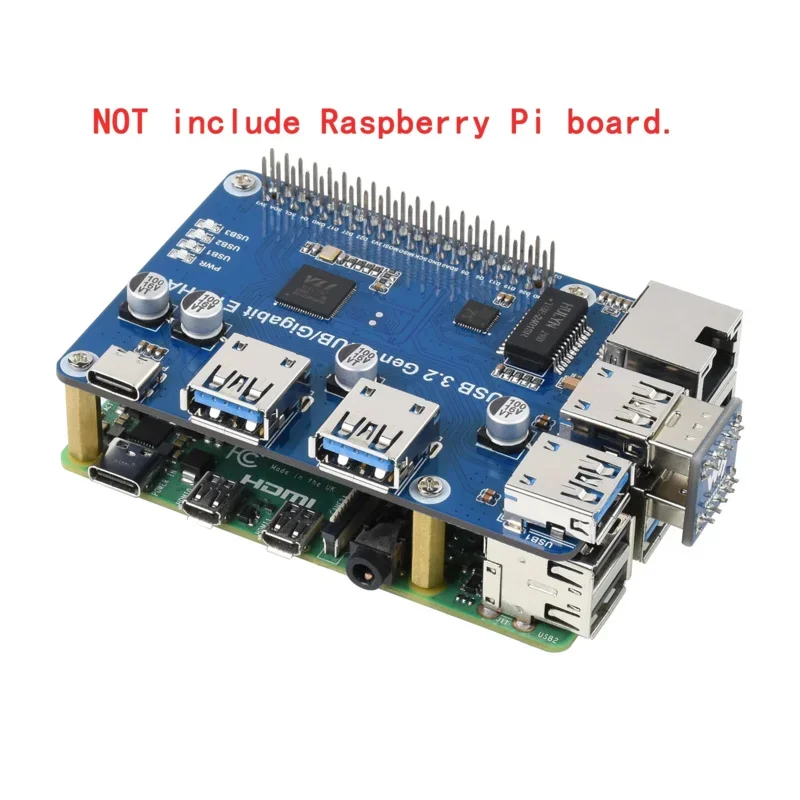 

USB 3.0 Ethernet Expansion Board HUB Breakout Module HAS Starter Kit for Pi4 PI5 RPI Raspberry Pi 4 Model B 4B 5 Accessories