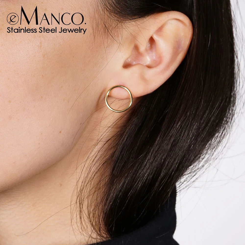 EMANCO Damen-Cutout-Ohrringe, Schöne Minimalistische Glamour-Ohrringe aus Edelstahl, Hypoallergene Ohrringe