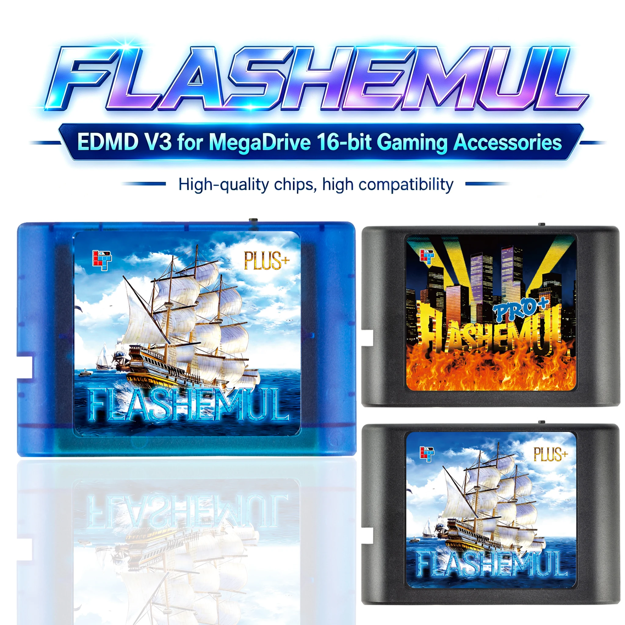 EDMD V3 Cart FLASHEMUL MD V3 Plus Flash Retro Cartridge For Mega Drive Genesis Master System 16Bit Console Accessory Card Reader
