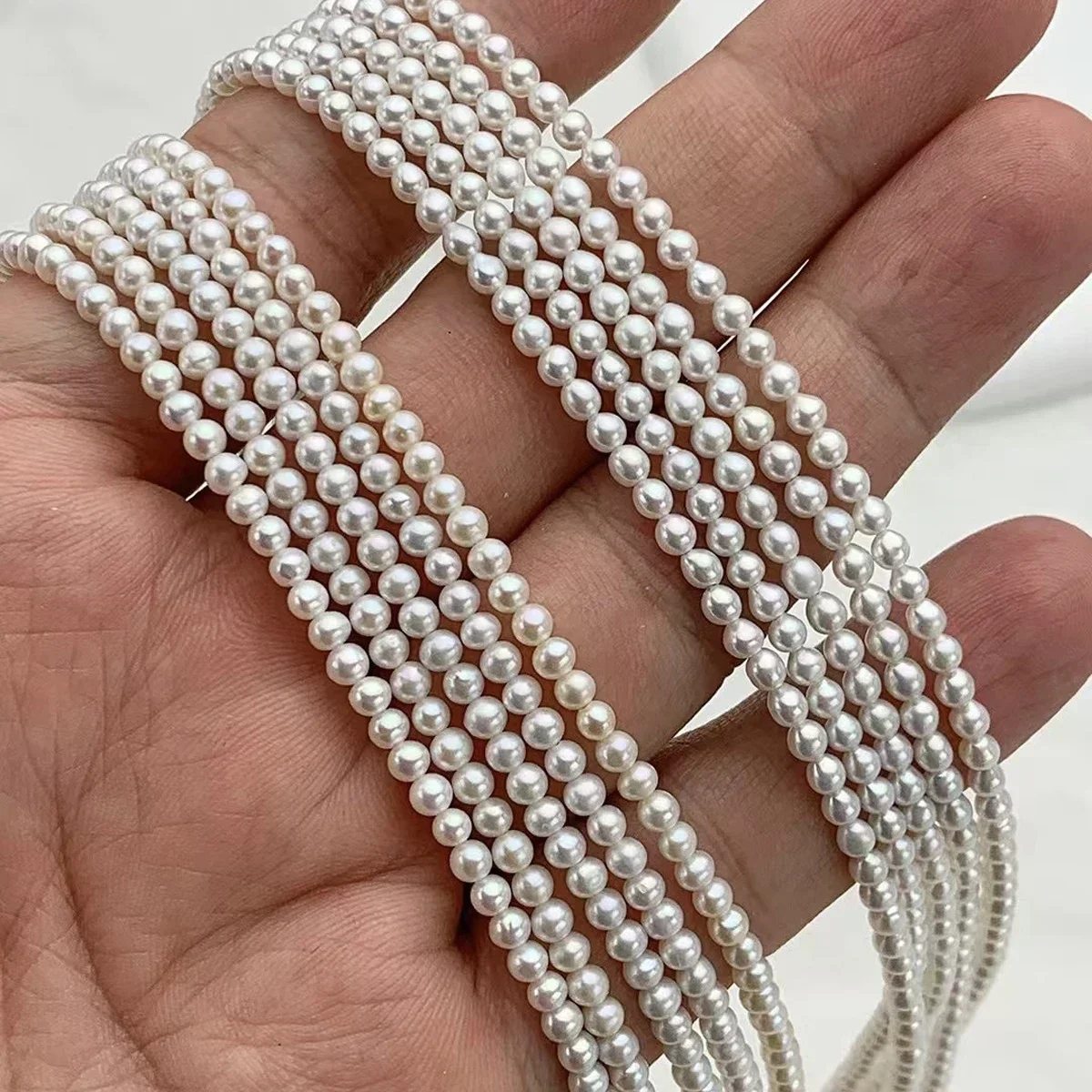 

4A 3-4mm High-Luster Natural Freshwater Small Round Pearl Isolated Bead Women Jewelry Make DIY Necklace Bracelet Accessories