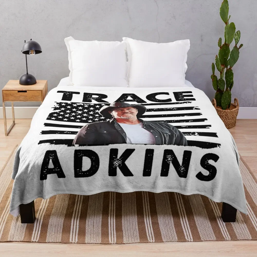 

Retro American Flag Trace Adkins Music Gift Throw Blanket Cozy Sofa Blanket for TV Watching Napping