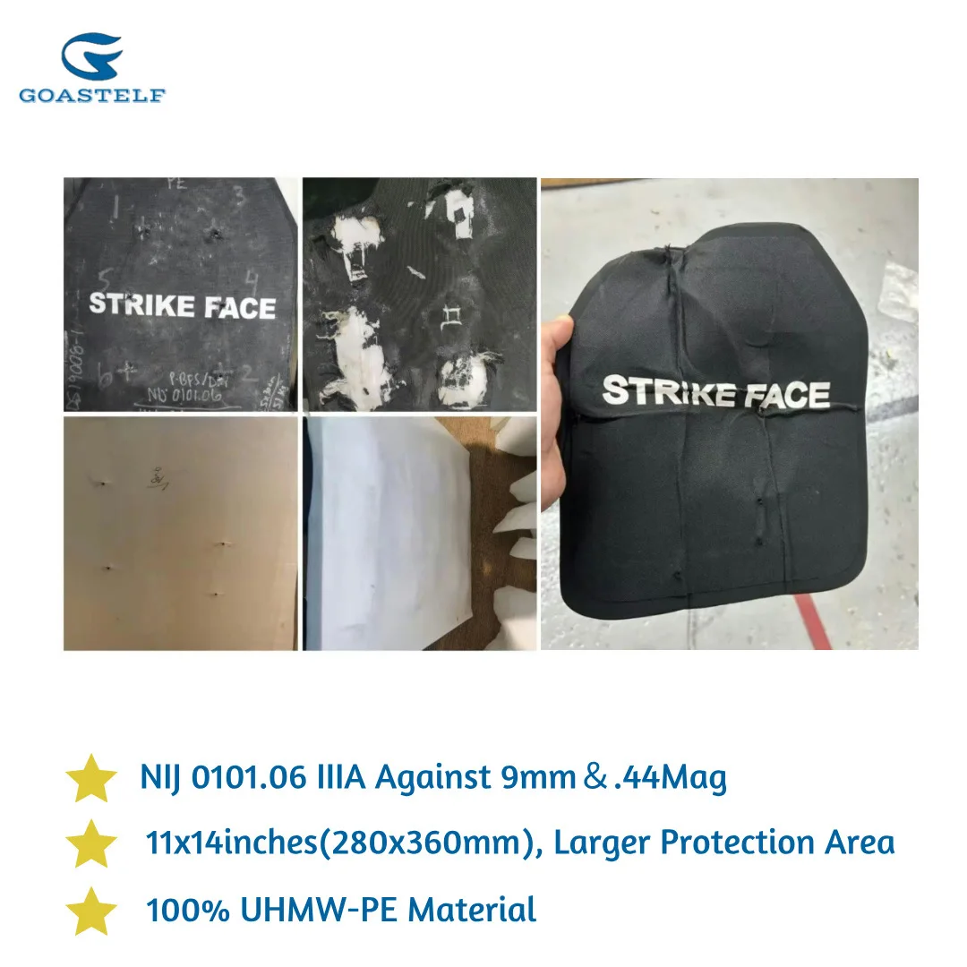 Level NIJ IIIA pelat balistik UHMWPE kualitas tinggi 10x12 inci, pelat balistik rompi Armor taktis multi-spesifikasi