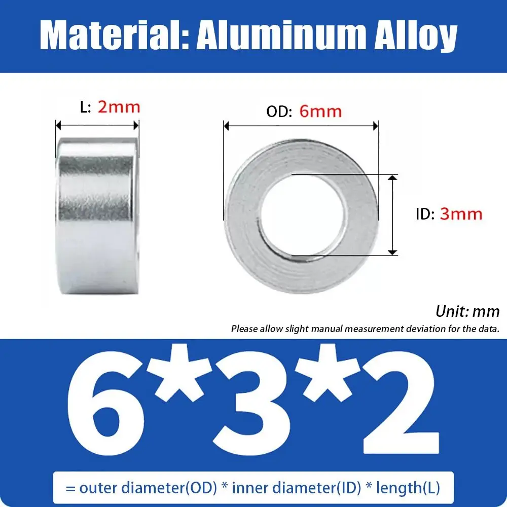20Pcs/Pack Round Flat Aluminum Alloy Washer CNC Sleeve M3 M4 M5 Bushing Gasket For RC Model Part Non-threaded Stand-off Spacer