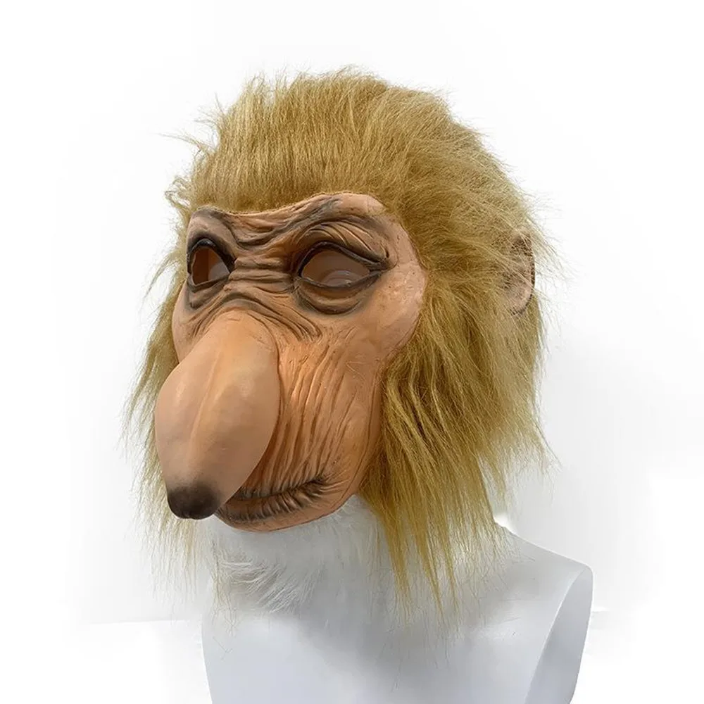 Realistische Proboscis-Affen-Vollkopf-Latexmaske Tier-Affenmaske Halloween-Maskerade Cosplay-Kostüm Faschings-Requisiten – Detail 4