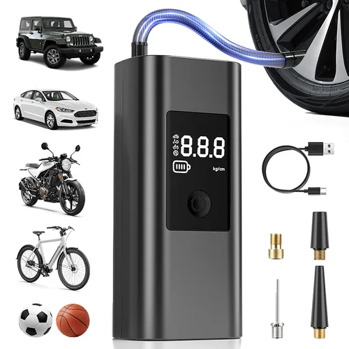 Compresor de aire portátil para inflar neumáticos: 2 bombas de aire eléctricas inalámbricas más rápidas para neumáticos de automóvil. Ideal para automóviles, motocicletas, bicicletas.