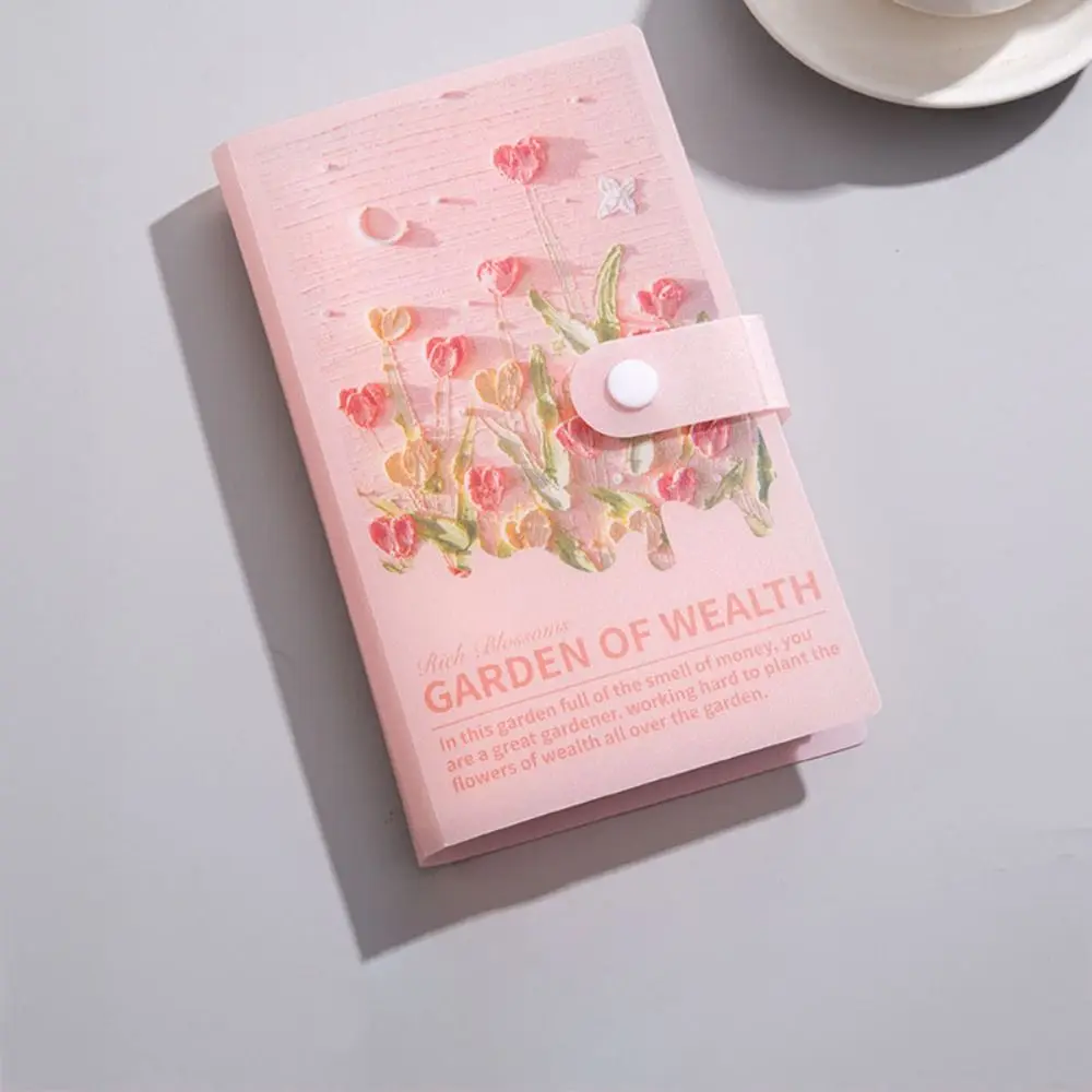 Flower Printed Button Notebook for Money Anti-splash Water Daily Plan Cash Budget Ledger Cash Envelopes Savings Handbook