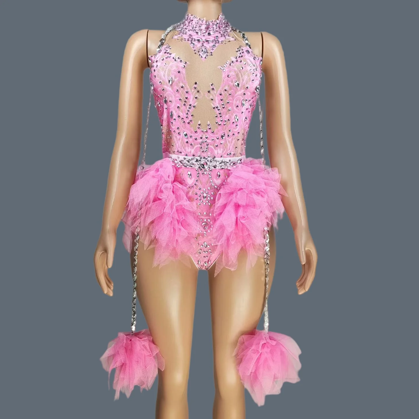 

Fancy Spandex Elastic Sparkly Rhinestone Dance Bodysuit Nightclub Stage Drag Queen Performer Wear Party Show Sexy Outfit Pingguo