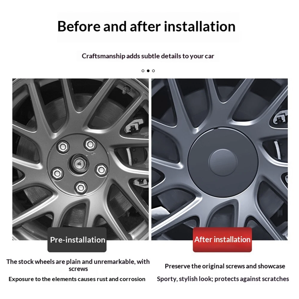 4Pcs Car Wheel Center Cover Auto Hub Caps Emblem Replacement Huncaps For Tesla Model 3 Highland Auto Tire Rims Cover Accessories