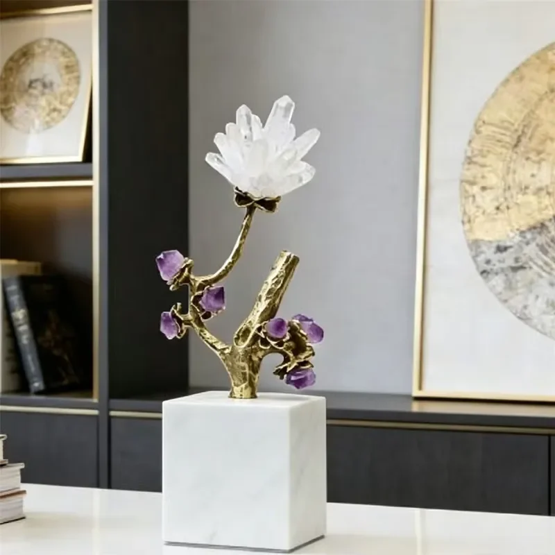 Luxury Retro Golden Branch Flower Art Sculpture Desktop Home Decoration Ornament for Living Room Shelf Display Wholesale Gift