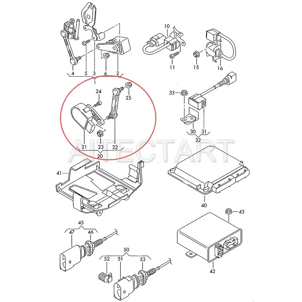 2 Buah Sensor Tingkat Ketinggian Naik Suspensi Udara untuk Audi Q7 (4LB) OEM 7P0616571