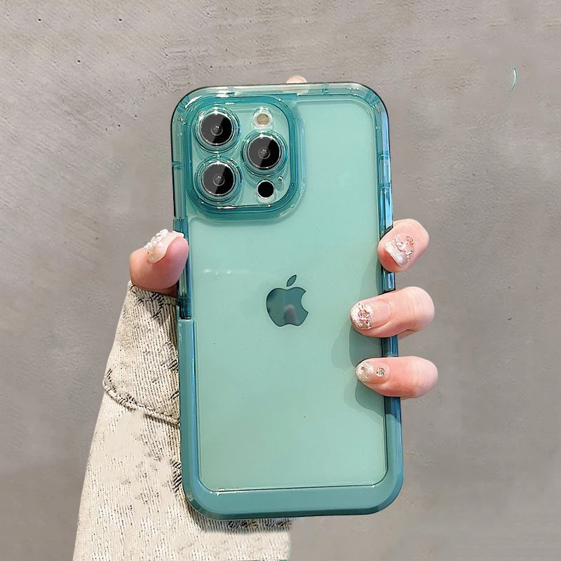 Einfache Bonbonfarbene Faltbare Halterung Hülle für iPhone 16 18 Pro Max 17 15 14 13 12 11 Transparente Stoßfeste TPU-Rückseite – Detail 16