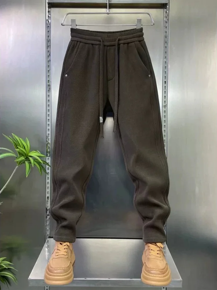 

2026 New Men's Spor Casual Pants High-End Design Patchwork Slim Straight Lightweight Luxury Harlan Long Fce Lined Trousers