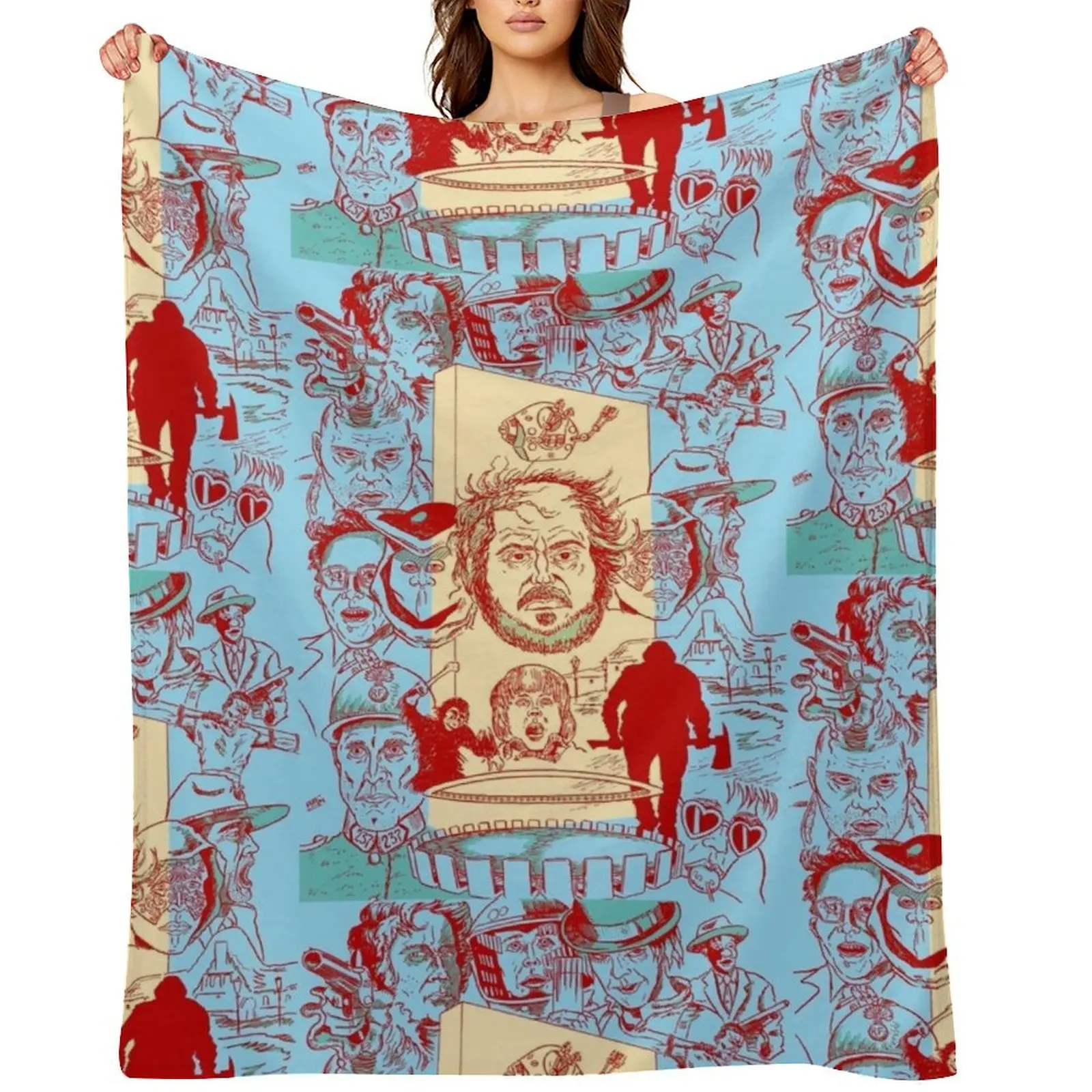 

The Many Faces of Kubrick Throw Blanket Extra Large Throw funny gift Luxury for winter Blankets