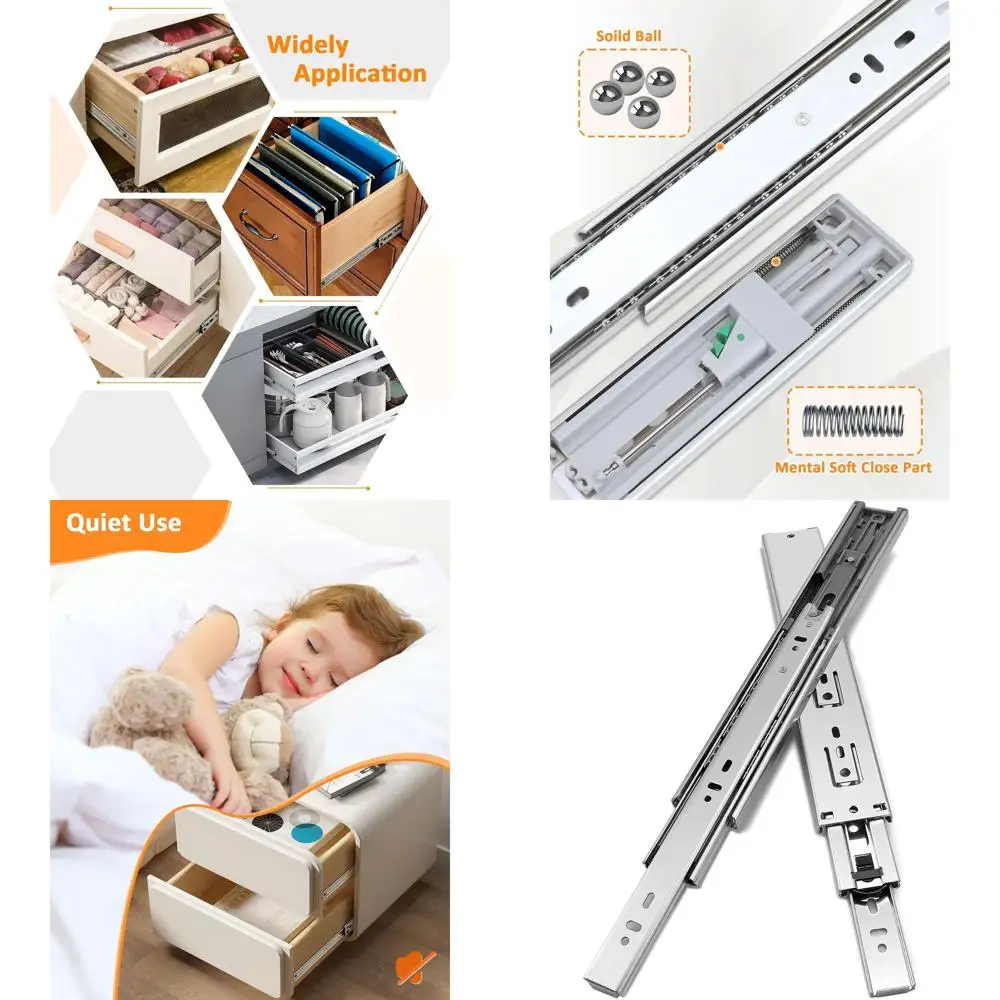 

Направляющие для выдвижных ящиков с шарикоподшипниками, боковое крепление, полный выдвижной ход, нагрузка до 45 кг, 18 дюймов - набор из 10 пар