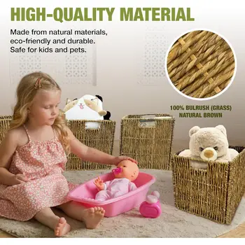 Balení 4 skládacích úložných boxů - proutěné úložné kostky 12x12, úložné koše o průměru 12 palců na organizaci, police IKEA, vložka Kallax 8 nejlepší prodej trojúhelníkové úložné koše - №4