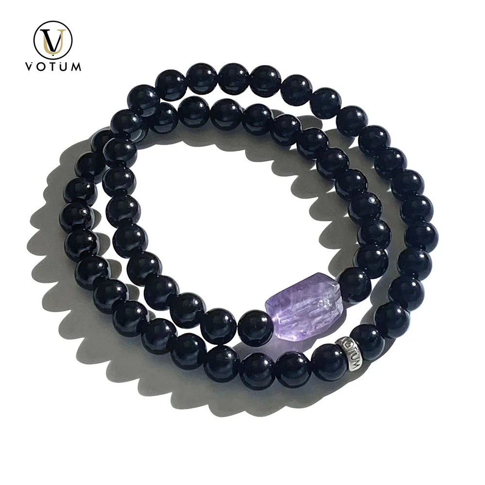 

Votum натуральный черный турмалин аметист бусины браслет для женщин мужской подарок минималистичные ювелирные изделия камень исцеление унисекс браслеты
