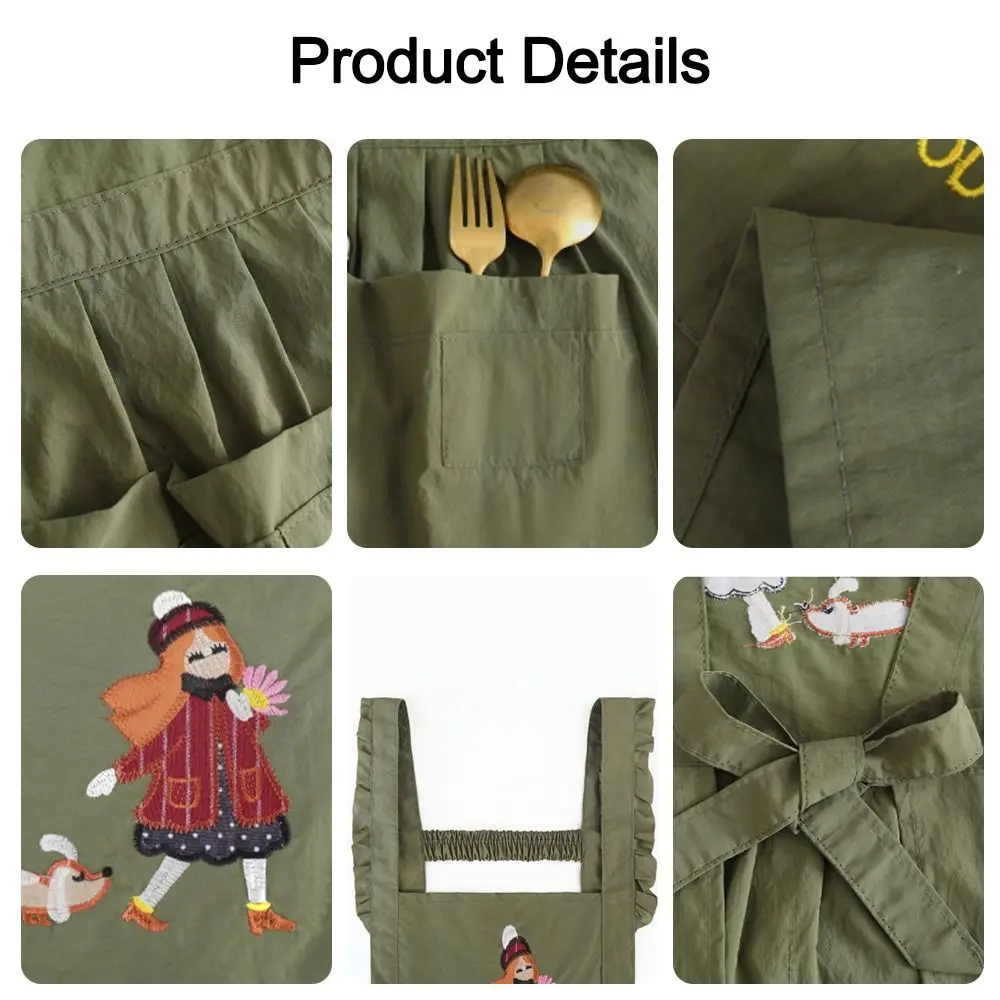 

Cute Cartoon Kitchen Apron Waterproof Anti-fouling Cooking Baking Bibs Cross Back Sleeveless Restaurant Uniform for Women