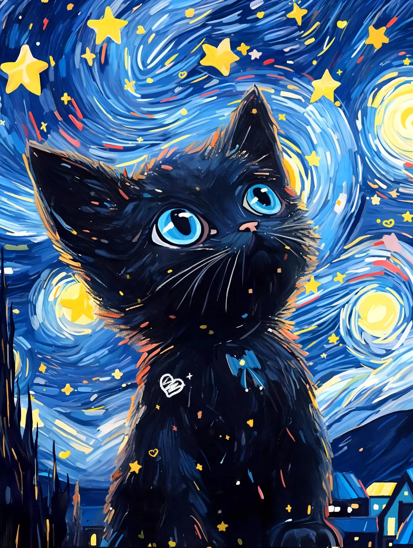 

Starry Night Cat Animals 500/1000/1200/2000 PCS Jigsaw Puzzles Family Activity Games DIY Puzzle for Living Room Home Decor Gift