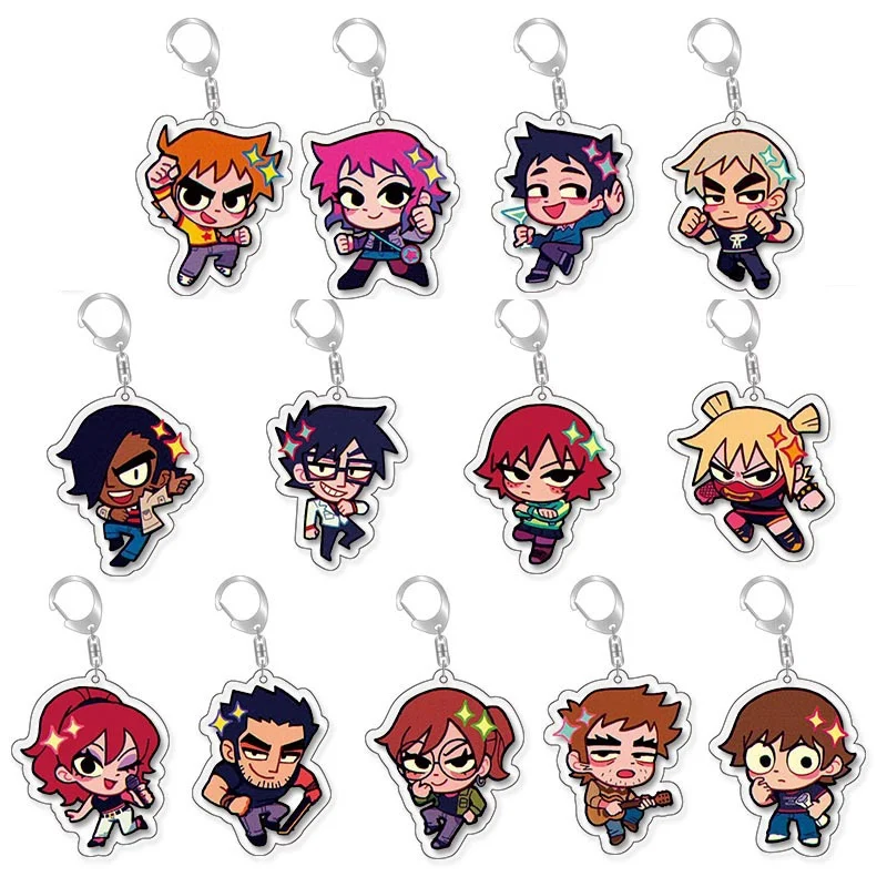 Crooked Boys S/cott Pilgrim Takes Off Acrylic Keychain Cartoon Cosplay Ramona Flowers Matthew Patel Gift for Boy Girl Pendant