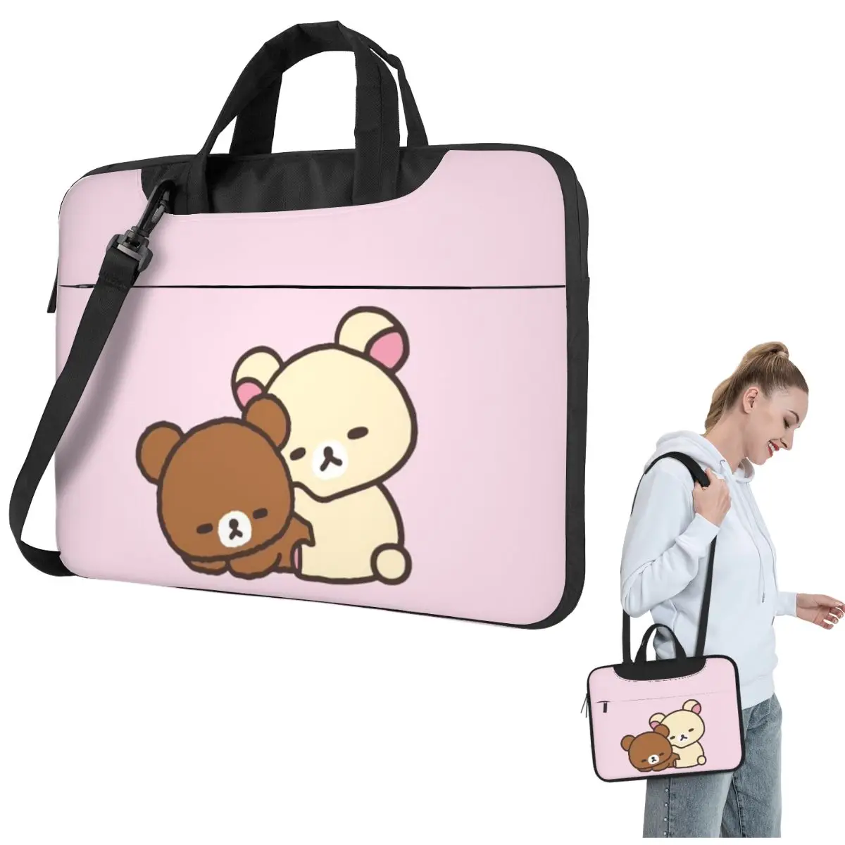 リラックマと仲間たち！ クロスボディ ラップトップ バッグ ケース コンピューター バッグ 耐久性のある保護ノートブック ポーチ Lenovo 用