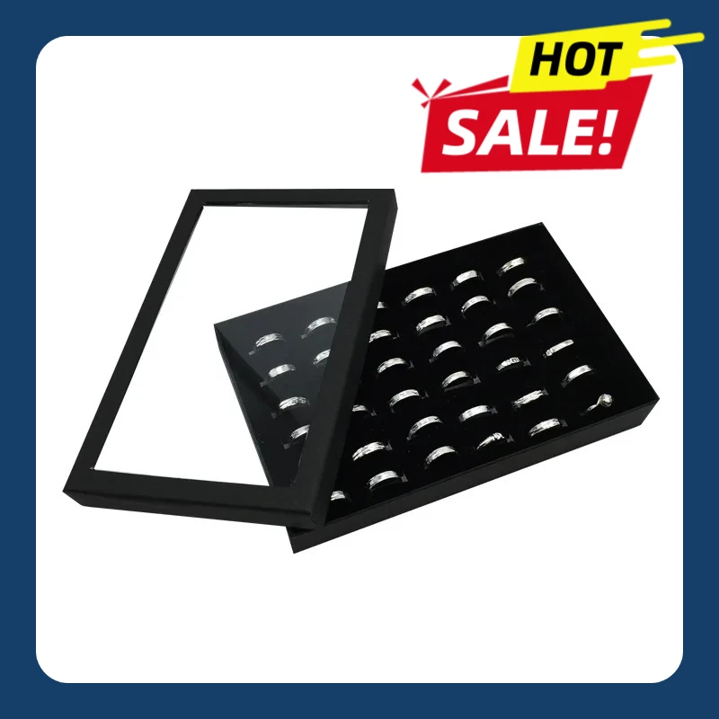 

36 Slot Rings Display Box Stand Metal Earrings Storage Box Storage Box with Transparent Cover Jewelry Display Cabinet
